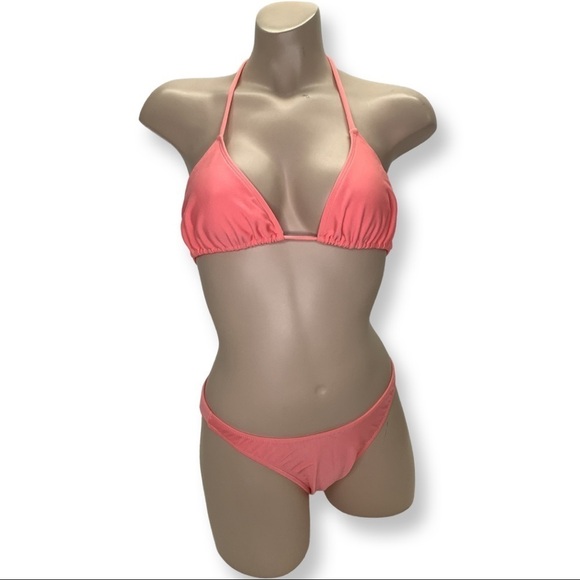 Brazilian Dalvi Size Medium Peach Full Bikini Bottom & Triangle Bikini Top. New - Picture 1 of 3